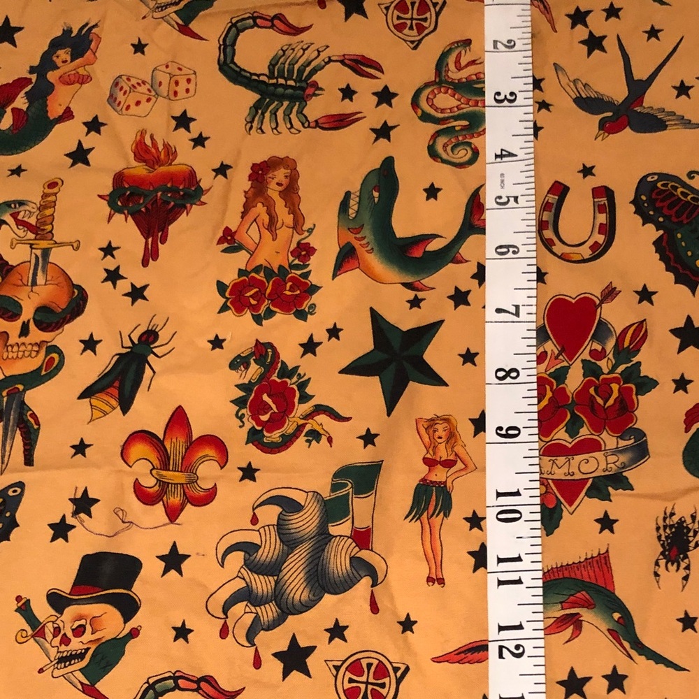 OOP Tattoo Print Quilting Cotton by Alexander Henry Rockabilly Retro Sewing